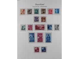 1945/49, postfrische Sammlungen Französische Zone bis auf Baden Mi.-Nr. 53 kpl. inkl. Blocks sowie Bizone in den Hauptnummern