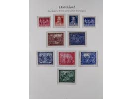 1945/49, postfrische Sammlungen Französische Zone bis auf Baden Mi.-Nr. 53 kpl. inkl. Blocks sowie Bizone in den Hauptnummern