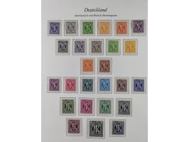 1945/49, postfrische Sammlungen Französische Zone bis auf Baden Mi.-Nr. 53 kpl. inkl. Blocks sowie Bizone in den Hauptnummern