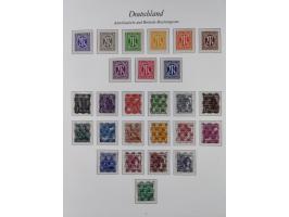 1945/49, postfrische Sammlungen Französische Zone bis auf Baden Mi.-Nr. 53 kpl. inkl. Blocks sowie Bizone in den Hauptnummern