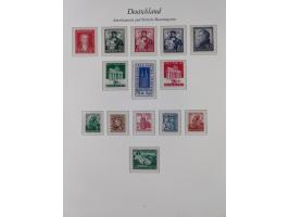 1945/49, postfrische Sammlungen Französische Zone bis auf Baden Mi.-Nr. 53 kpl. inkl. Blocks sowie Bizone in den Hauptnummern