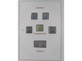 1859/67, die verbleibende ungebrauchte Sammlung, dabei diverse Einheiten bis zum 12er-Block, Randstücke, 15U und 19U in Paare