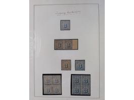 1859/67, die verbleibende ungebrauchte Sammlung, dabei diverse Einheiten bis zum 12er-Block, Randstücke, 15U und 19U in Paare