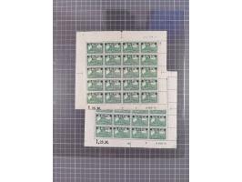 1920, postfrischer Bestand Germania 1.25 auf 1M. (2), 1.5 auf 1 M. (2) sowie 2.5 auf 2 M. (1), in kompletten Bögen, postfrisc