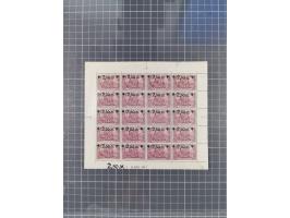 1920, postfrischer Bestand Germania 1.25 auf 1M. (2), 1.5 auf 1 M. (2) sowie 2.5 auf 2 M. (1), in kompletten Bögen, postfrisc