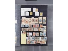 1850/1958 (ca.), reichhaltiger ungebrauchter und gestempelter Doubletten-Bestand, mit einigen Briefen, die erste Ausgabe mit 