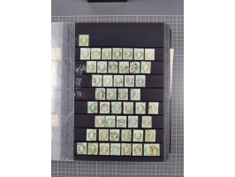 1850/1958 (ca.), reichhaltiger ungebrauchter und gestempelter Doubletten-Bestand, mit einigen Briefen, die erste Ausgabe mit 