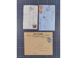 1854/1900, 10 covers, 9 postal stationerys and 7 piece with imperf stamps and pairs, including Ninove 271, four PD covers 186