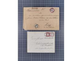 1872/74 (ca.), 16 frankierte Briefe/KarteGanzsache, dabei Auslandsbriefe, 'Muster ohne Wert', GAA, etc. 6 Atteste/Befund. Daz