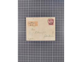 1896/1915, Partie mit 10 R-Briefen inkl. einem R-Brief nach DOA, einer R-Briefvorderseite aus Wilhelmstal 1914 und sieben ver