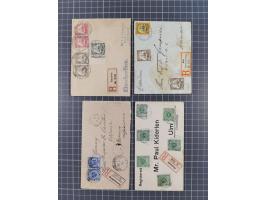 1896/1912, 23 R-Briefe ab Vorläufer-Ausgaben inkl. zwei R-Briefen aus der Mandatszeit mit alten deutschen R-Zetteln und zwei 