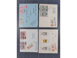 1904/19, 24 R-Briefe inkl. einiger Belege aus der Besatzungszeit mit alten deutschen R-Zetteln. Dabei bessere Stempel von “AK