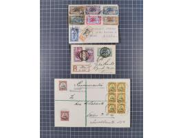 1904/19, 24 R-Briefe inkl. einiger Belege aus der Besatzungszeit mit alten deutschen R-Zetteln. Dabei bessere Stempel von “AK