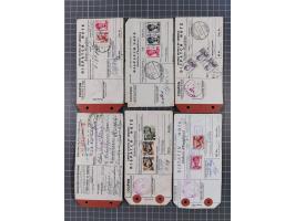 1947/48, Partie mit ca. 70 Koffer-Anhängern “Dispatch Note” aus den USA in das Saarland mit Postverzollungs-Gebührenstempeln 