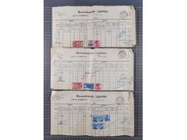 1949, über 150 frankierte Zustellungslisten (Zustelllisten) mit diversen Frankaturen, Paaren und Einheiten. In der Regel sind