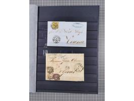 1857/67 (ca.), ein unfrankierter und 25 frankierte Briefe in das europäische Ausland, diverse Portostufen und Frankatur-Kombi