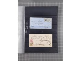 1857/67 (ca.), ein unfrankierter und 25 frankierte Briefe in das europäische Ausland, diverse Portostufen und Frankatur-Kombi