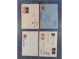 1948/49, ca. 70 Briefe und Karten mit Schwarz-, Rot- und Grünaufdruck-Marken mit vielen besseren Verwendungen. Dabei u.a. Mi.
