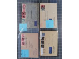 1948/49, ca. 70 Briefe und Karten mit Schwarz-, Rot- und Grünaufdruck-Marken mit vielen besseren Verwendungen. Dabei u.a. Mi.