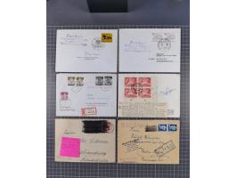 Postkrieg: 1948/85, Partie mit 45 Briefen, Karten und Ganzsachen, dabei Schwärzungen, Aufkleber, Hinweisstempel usw.