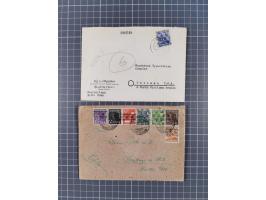 1948, fast 30 Briefe und Karten mit Band/Netz-Frankaturen, dabei meist Briefe in die USA mit u.a. sieben Luftpost-Ersatz-Aero