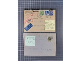 1948, fast 30 Briefe und Karten mit Band/Netz-Frankaturen, dabei meist Briefe in die USA mit u.a. sieben Luftpost-Ersatz-Aero
