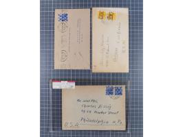 1948, fast 30 Briefe und Karten mit Band/Netz-Frankaturen, dabei meist Briefe in die USA mit u.a. sieben Luftpost-Ersatz-Aero