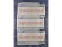 1876, Freimarken 2 ½ P. / 20 Pfg., Zehnerstreifen, postfrisch, 20 Exemplare, teils mit unterschiedlichen Randdrucken (Mi.-Nr.