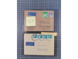 1948/49, ca. 80 Briefe,Karten und Ganzsachen mit Bauten-Frankaturen, dabei oft Auslandspost mit vielen Luftpost-Frankaturen i