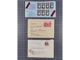 1948/70 (ca.), geschätzt über 600 Briefe, Karten und Ganzsachen, dabei R-Briefe, Einzel- und Mehrfachfrankaturen mit besseren