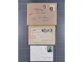 1948/70 (ca.), geschätzt über 600 Briefe, Karten und Ganzsachen, dabei R-Briefe, Einzel- und Mehrfachfrankaturen mit besseren