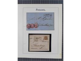 1850/67, gestempelte kleine Sammlung, dabei Mi. 2 auf Brief von "187"/Brilon sowie 6a im 3er-Streifen auf Brief