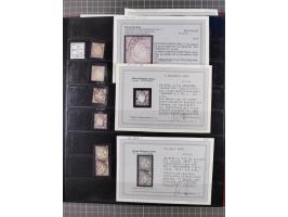 1872/75, gestempelte Sammlung mit ca. 150 Marken/Briefstücken, dabei seltene Stempel, Zufallsentwertungen, raue Zähnung, Plat