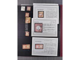 1872/75, gestempelte Sammlung mit ca. 150 Marken/Briefstücken, dabei seltene Stempel, Zufallsentwertungen, raue Zähnung, Plat