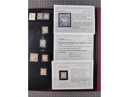 1872/75, gestempelte Sammlung mit ca. 150 Marken/Briefstücken, dabei seltene Stempel, Zufallsentwertungen, raue Zähnung, Plat