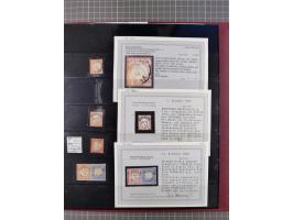 1872/75, gestempelte Sammlung mit ca. 150 Marken/Briefstücken, dabei seltene Stempel, Zufallsentwertungen, raue Zähnung, Plat