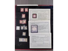 1872/75, gestempelte Sammlung mit ca. 150 Marken/Briefstücken, dabei seltene Stempel, Zufallsentwertungen, raue Zähnung, Plat