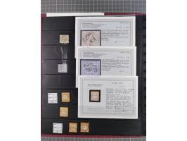1872/75, gestempelte Sammlung mit ca. 150 Marken/Briefstücken, dabei seltene Stempel, Zufallsentwertungen, raue Zähnung, Plat