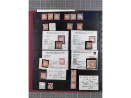 1872/75, gestempelte Sammlung mit ca. 150 Marken/Briefstücken, dabei seltene Stempel, Zufallsentwertungen, raue Zähnung, Plat
