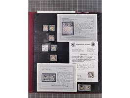 1872/75, gestempelte Sammlung mit ca. 150 Marken/Briefstücken, dabei seltene Stempel, Zufallsentwertungen, raue Zähnung, Plat