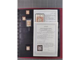 1872/75, gestempelte Sammlung mit ca. 150 Marken/Briefstücken, dabei seltene Stempel, Zufallsentwertungen, raue Zähnung, Plat