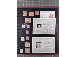 1872/75, gestempelte Sammlung mit ca. 150 Marken/Briefstücken, dabei seltene Stempel, Zufallsentwertungen, raue Zähnung, Plat