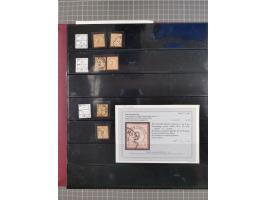 1872/75, gestempelte Sammlung mit ca. 150 Marken/Briefstücken, dabei seltene Stempel, Zufallsentwertungen, raue Zähnung, Plat