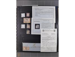 1872/75, Sammlung mit rund 200 Marken/Briefstücken und 30 Belegen, dabei zahlreiche Plattenfehler, Prägefehler, raue Zähnung,