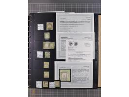 1872/75, Sammlung mit rund 200 Marken/Briefstücken und 30 Belegen, dabei zahlreiche Plattenfehler, Prägefehler, raue Zähnung,