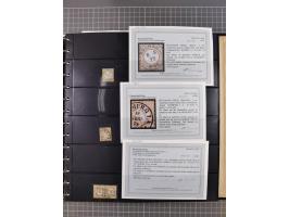 1872/75, Sammlung mit rund 200 Marken/Briefstücken und 30 Belegen, dabei zahlreiche Plattenfehler, Prägefehler, raue Zähnung,