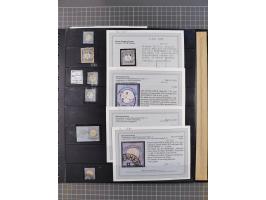 1872/75, Sammlung mit rund 200 Marken/Briefstücken und 30 Belegen, dabei zahlreiche Plattenfehler, Prägefehler, raue Zähnung,