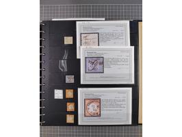 1872/75, Sammlung mit rund 200 Marken/Briefstücken und 30 Belegen, dabei zahlreiche Plattenfehler, Prägefehler, raue Zähnung,