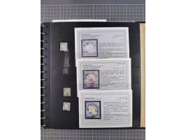 1872/75, Sammlung mit rund 200 Marken/Briefstücken und 30 Belegen, dabei zahlreiche Plattenfehler, Prägefehler, raue Zähnung,