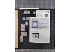 1872/75, Sammlung mit rund 200 Marken/Briefstücken und 30 Belegen, dabei zahlreiche Plattenfehler, Prägefehler, raue Zähnung,